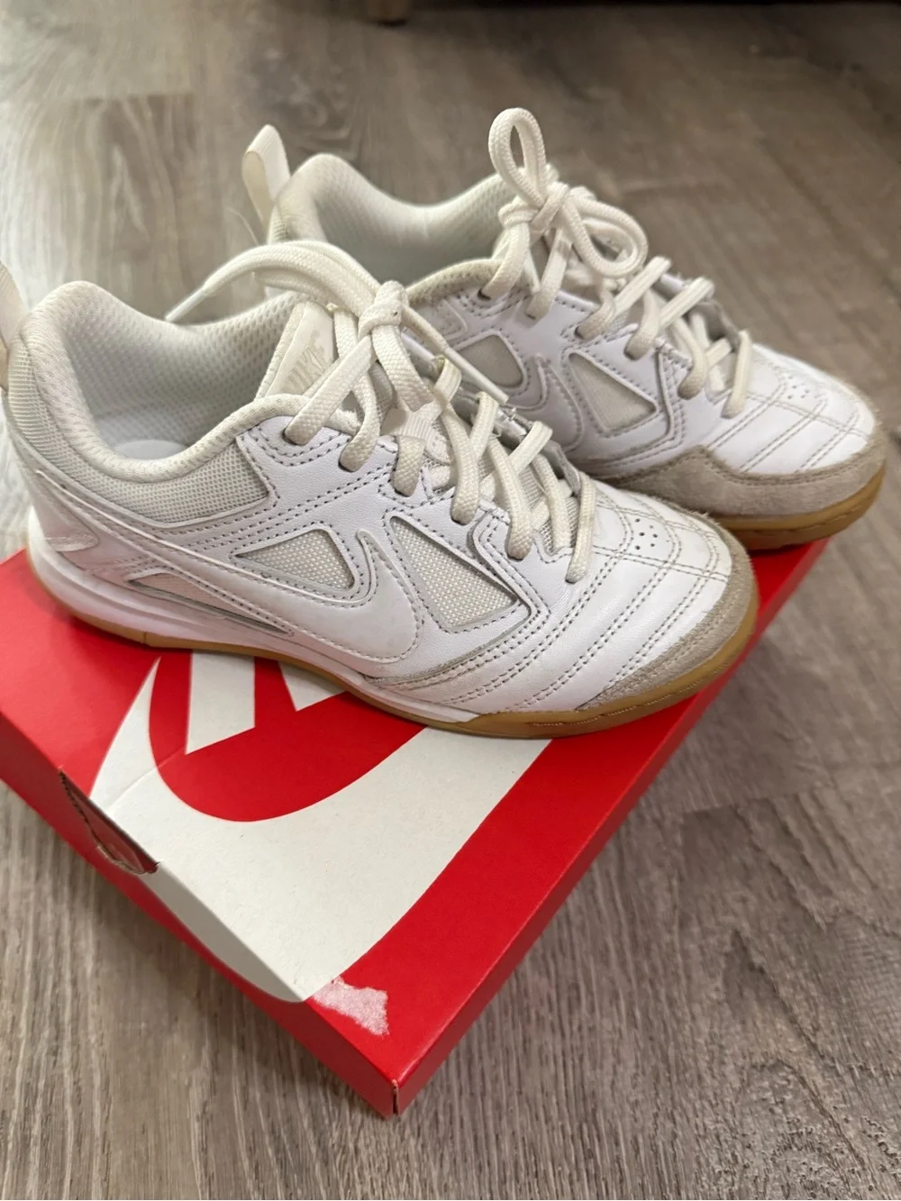Nike Kids White Sneakers with Gum Sole